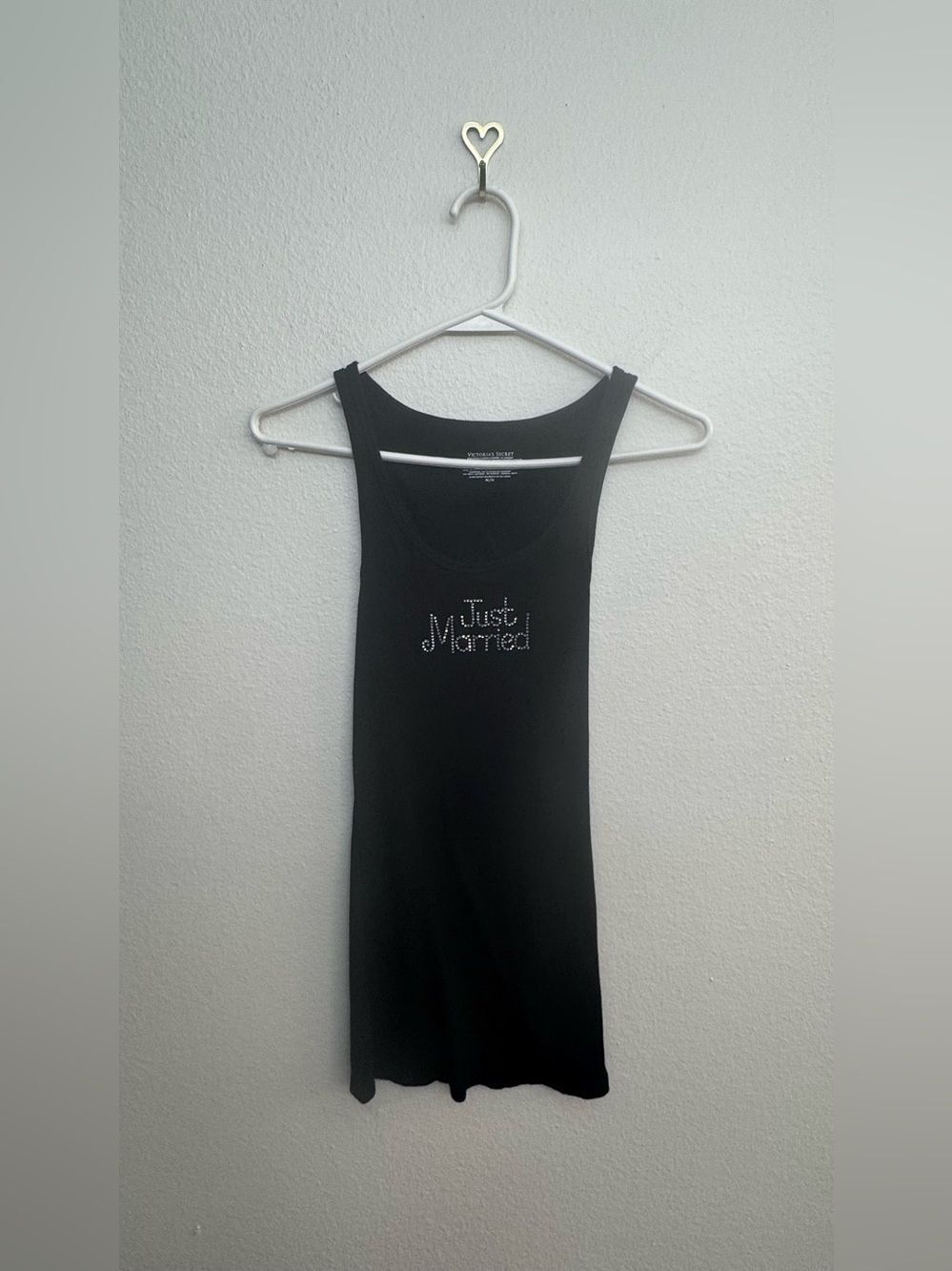 Victoria's Secret Black Rhinestone 'Just Married' Tank